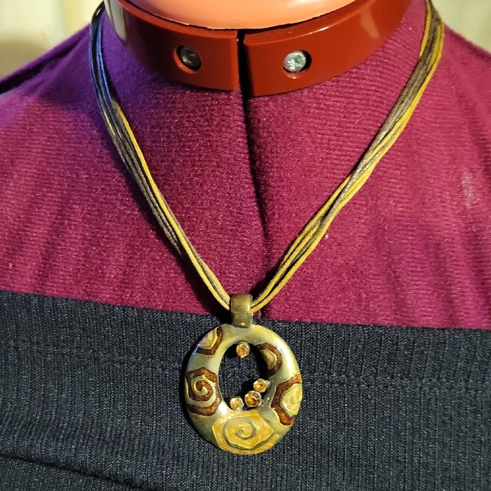 3/$25 Gold and Brown Pendant Necklace